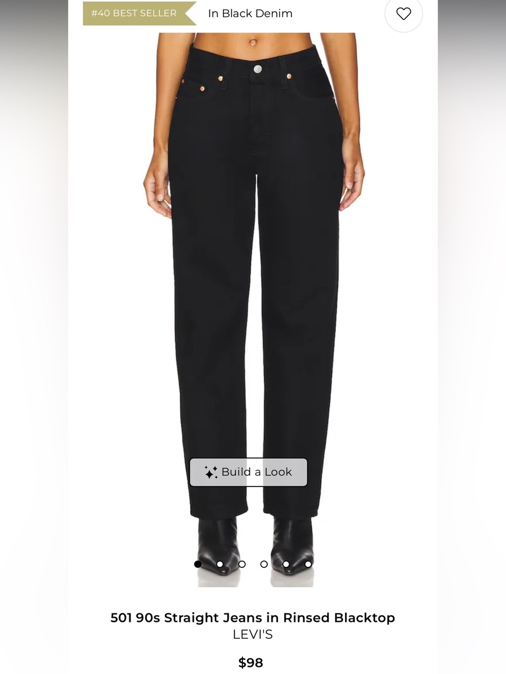 Levi's Black High-Rise Straight Jeans